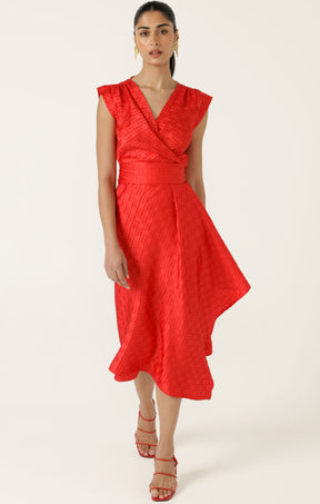 CROWN WRAP DRESS IN RED