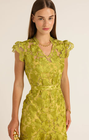 DELPHINE DRESS CHARTREUSE
