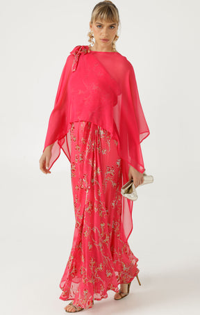 SHEER SILK CAPE IN PINK