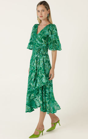 GARDEN MAZE WRAP DRESS