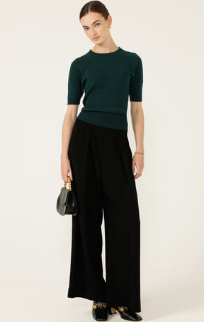 SHORT SLEEVE GROVE KNIT TOP IN FOREST