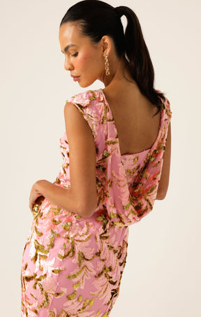 HEAVENLY HEIGHTS MAXI DRESS PINK GOLD