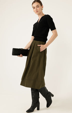 HENLEY KNIT TOP IN BLACK