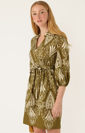KIRRA SHIFT DRESS IN OLIVE CREAM
