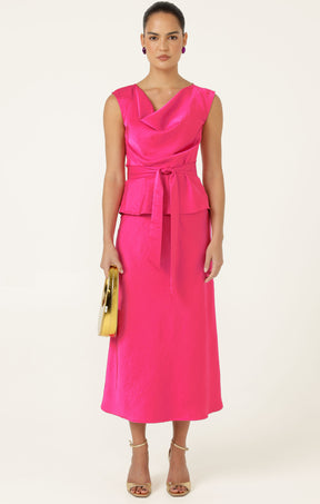 LUXE BIAS MIDI SKIRT IN PINK