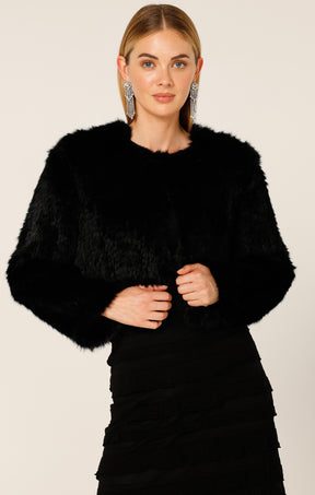 LUXE FUR JACKET IN BLACK