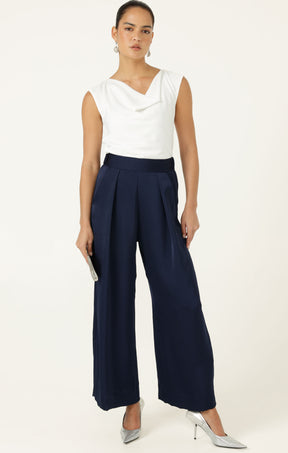 LUXE PLEATED TROUSER IN NAVY