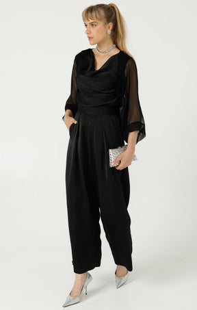 SHEER SILK KIMONO IN BLACK
