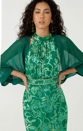 SHEER SILK KIMONO IN GREEN