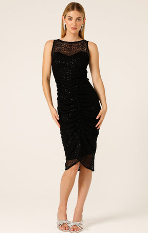 SWEETHEARTS RUCHED COCKTAIL DRESS