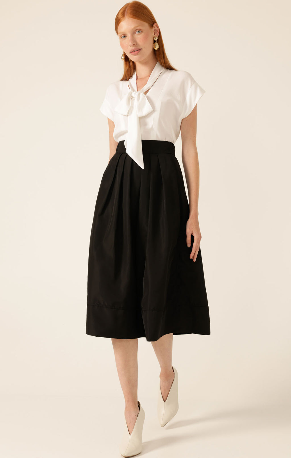 black dress skirt Pleated Black A-line Work Skirt