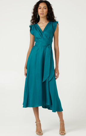 XENIA WRAP DRESS IN PEACOCK
