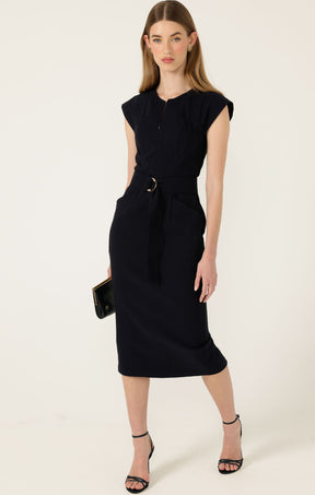 ZIP FRONT FITTED DRESS