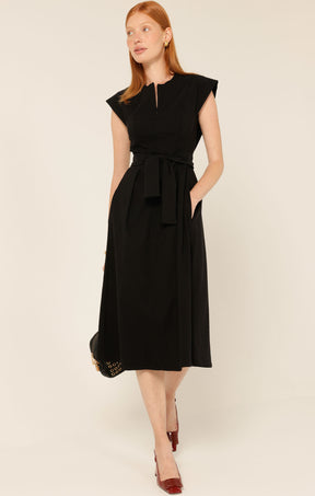 zip front fit and flare dress Red Cap-sleeve Zip-Front Fit-and-Flare Midi Dress