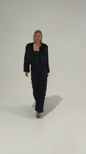 LUXE FUR JACKET IN BLACK