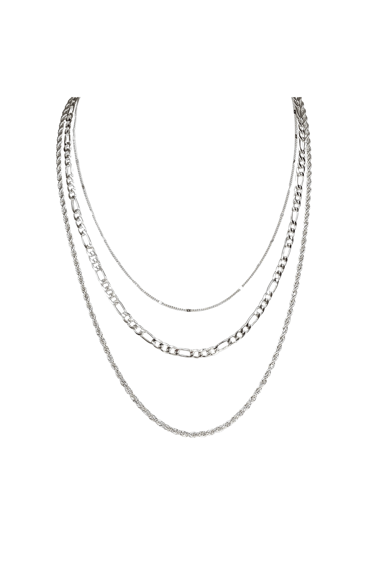 ACCESSORIES Necklaces One Size / Neutral ROPE LAYERED NECKLACE IN SILVER