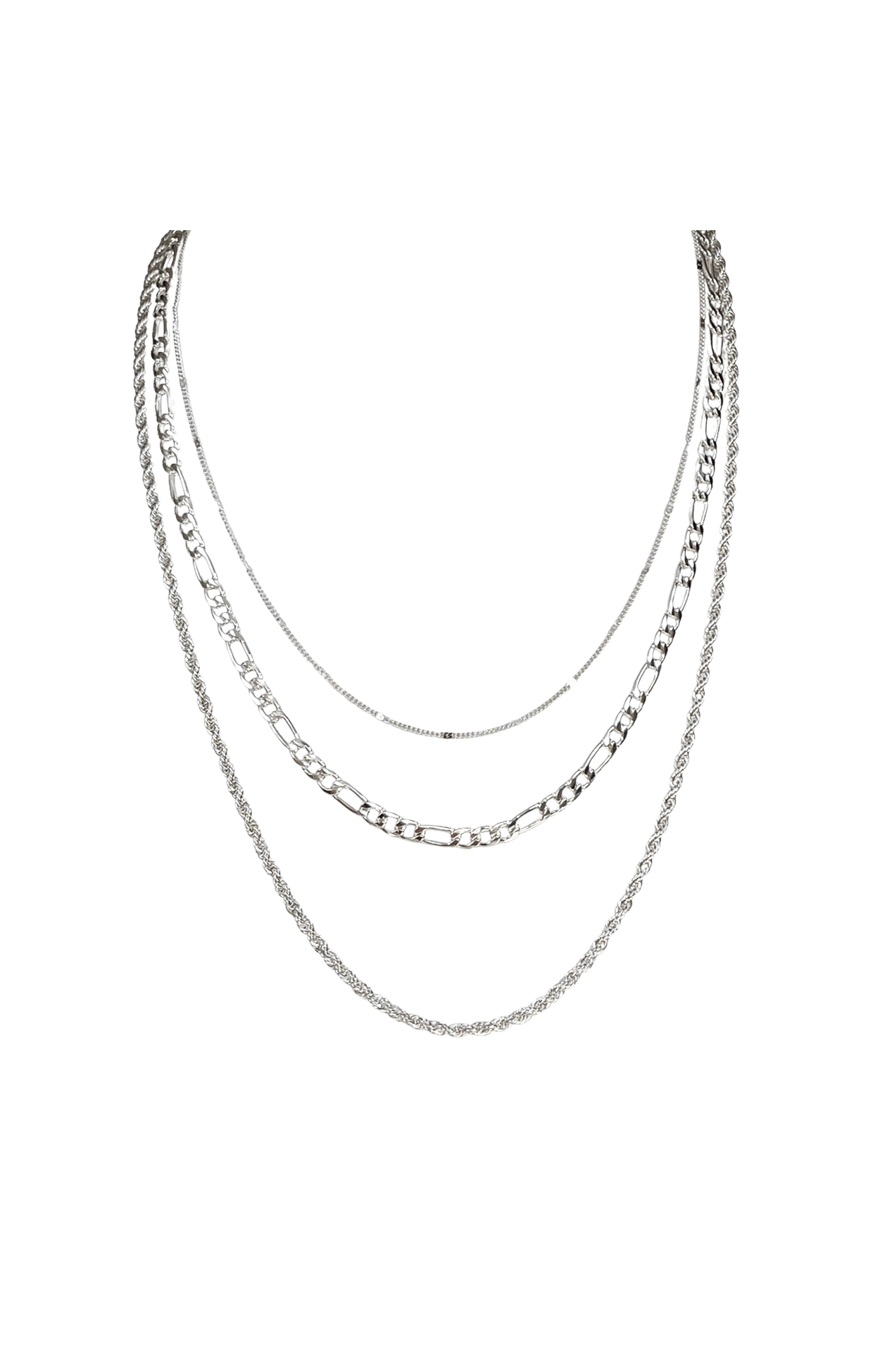 ACCESSORIES Necklaces One Size / Neutral ROPE LAYERED NECKLACE IN SILVER