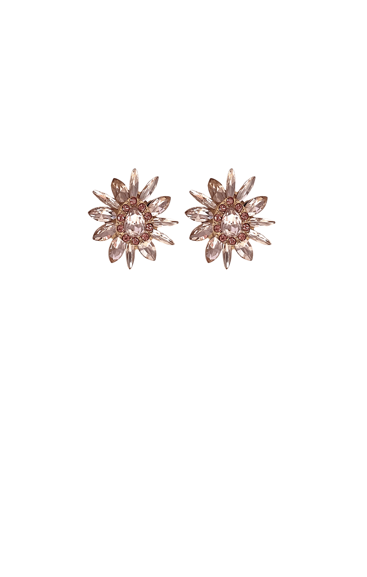 ACCESSORIES Earrings One Size / Pink SPIKED FLORAL JEWEL EARRINGS IN PINK AND GOLD