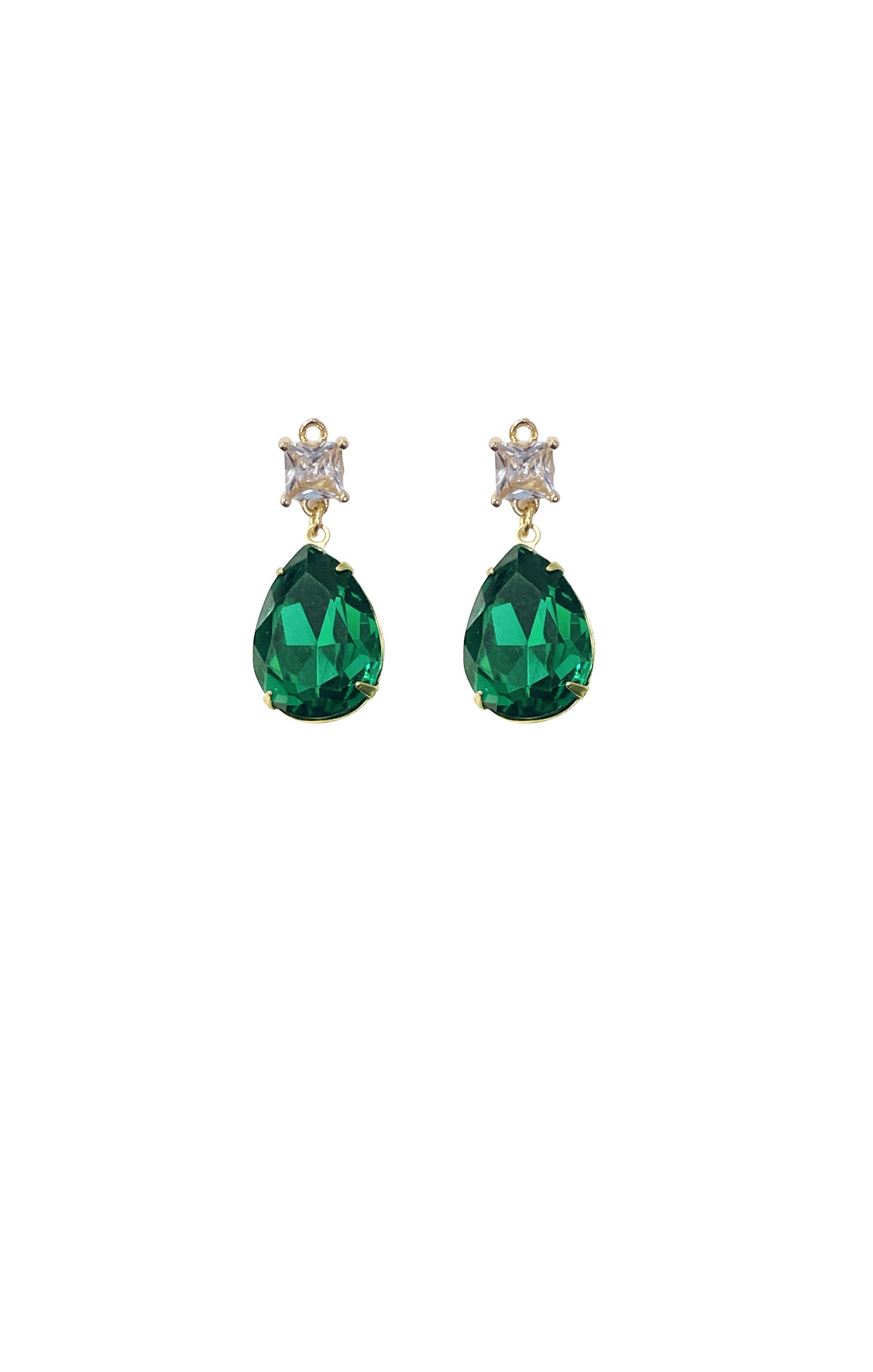 ACCESSORIES Earrings One Size / Green STELLA DROP EARRING IN CRYSTAL AND EMERALD