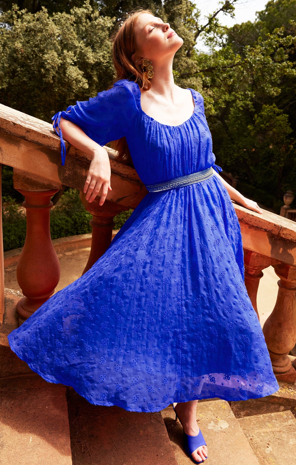 Stellers Jay Elegant Ultramarine Blue Dress | Sheer Sleeves Dress Stellers Jay Elegant Ultramarine Blue Dress | Sheer Sleeves Dress