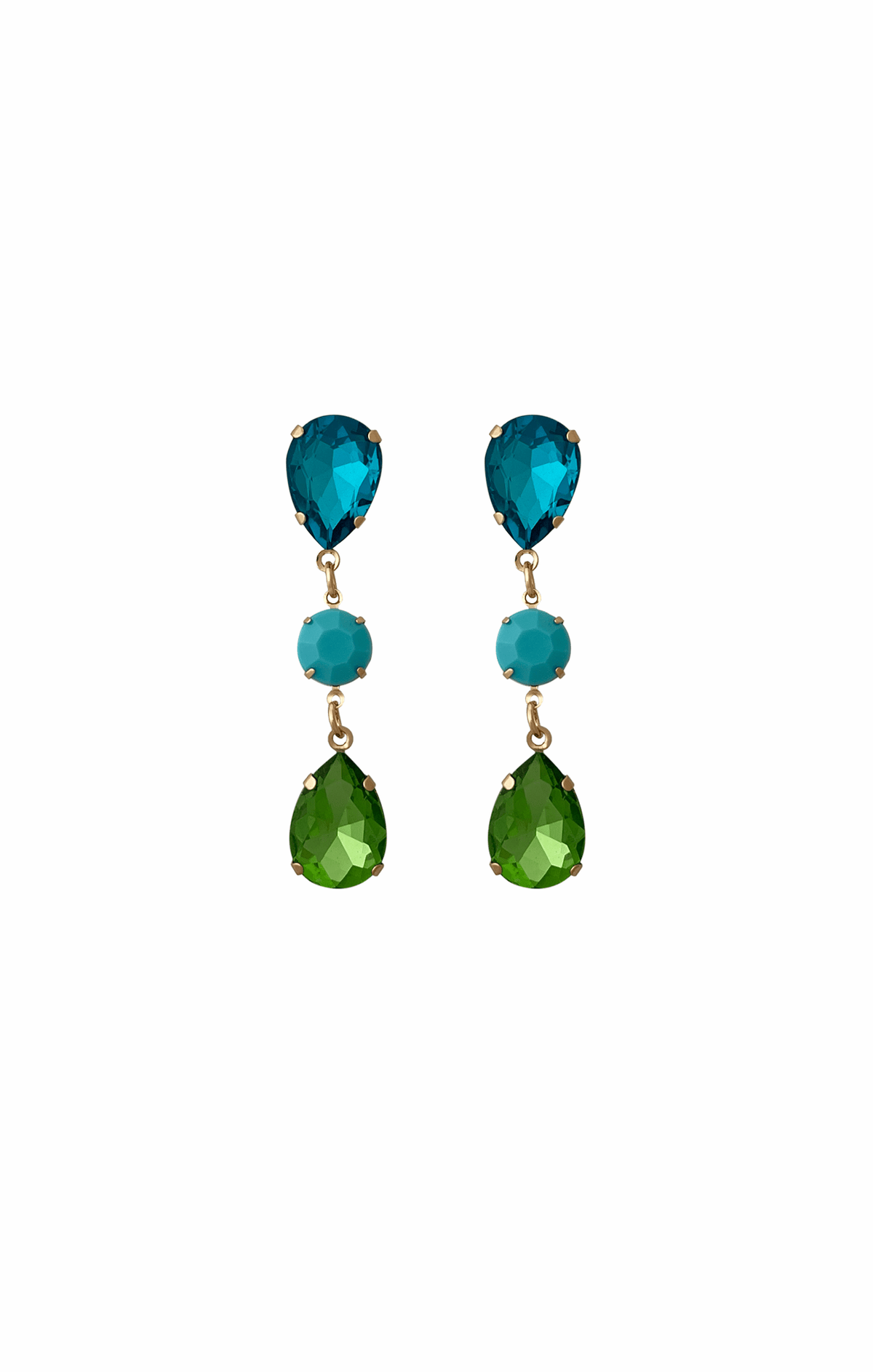 Multi Occasion OS / BLUE STONE AND GLASS EVENT EARRINGS IN BLUE AND GREEN