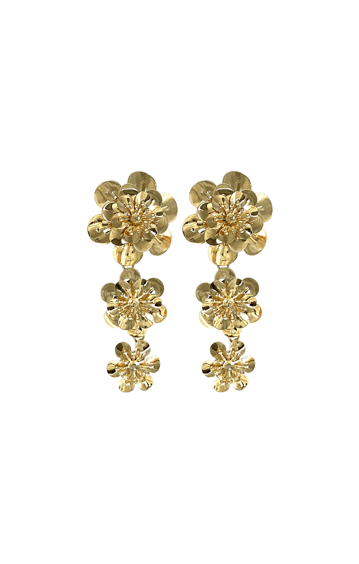 ACCESSORIES Earrings One Size / Neutral TRIO OF FLOWER EARRINGS IN GOLD
