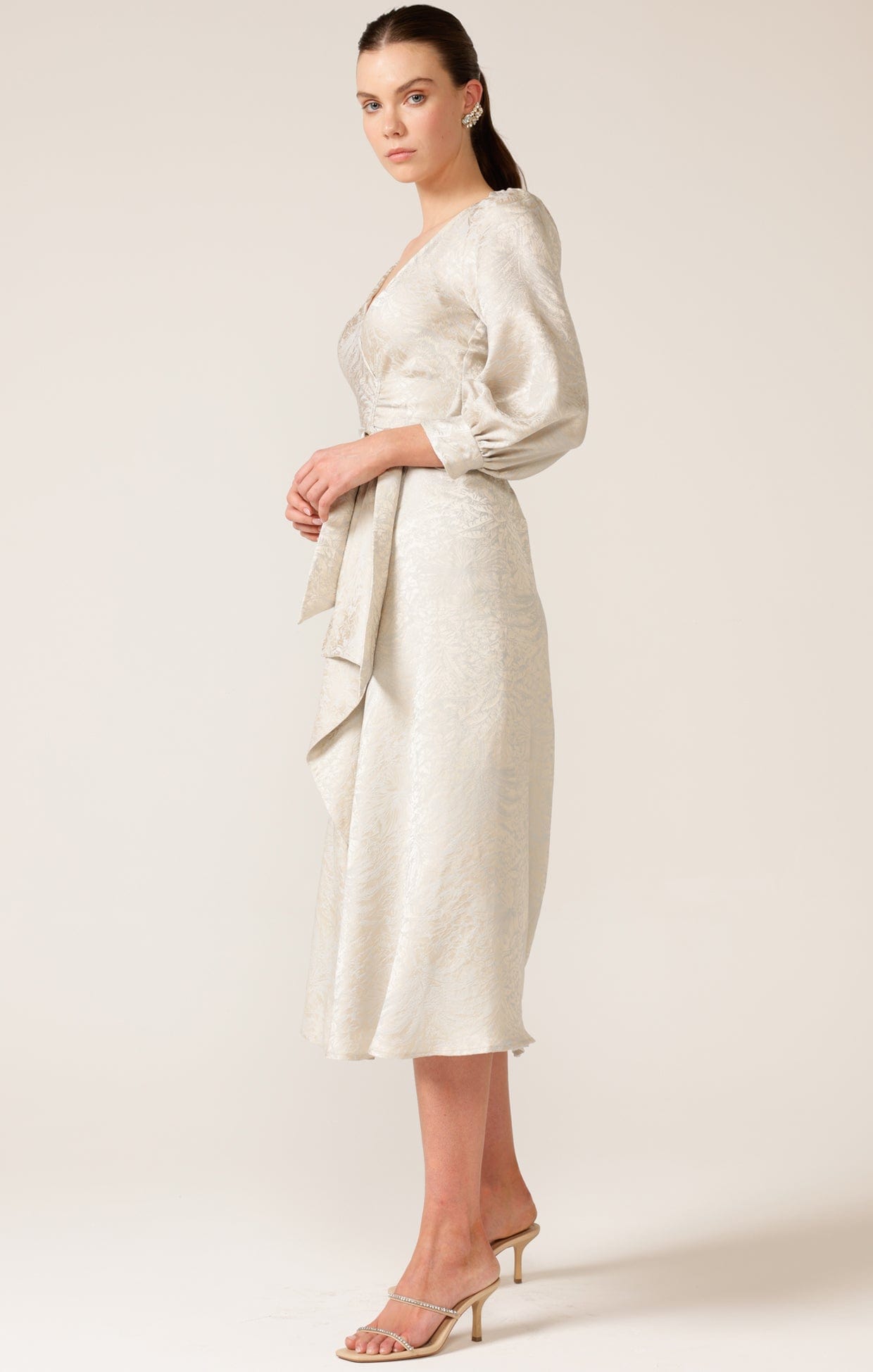 Dresses Events VERSAILLES WRAP DRESS IN OYSTER JACQUARD