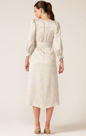 Dresses Events VERSAILLES WRAP DRESS IN OYSTER JACQUARD