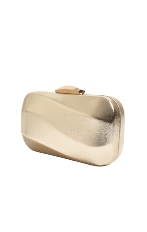 Bags OS / GOLD WAVY STRUCTURED METALLIC CLUTCH IN GOLD
