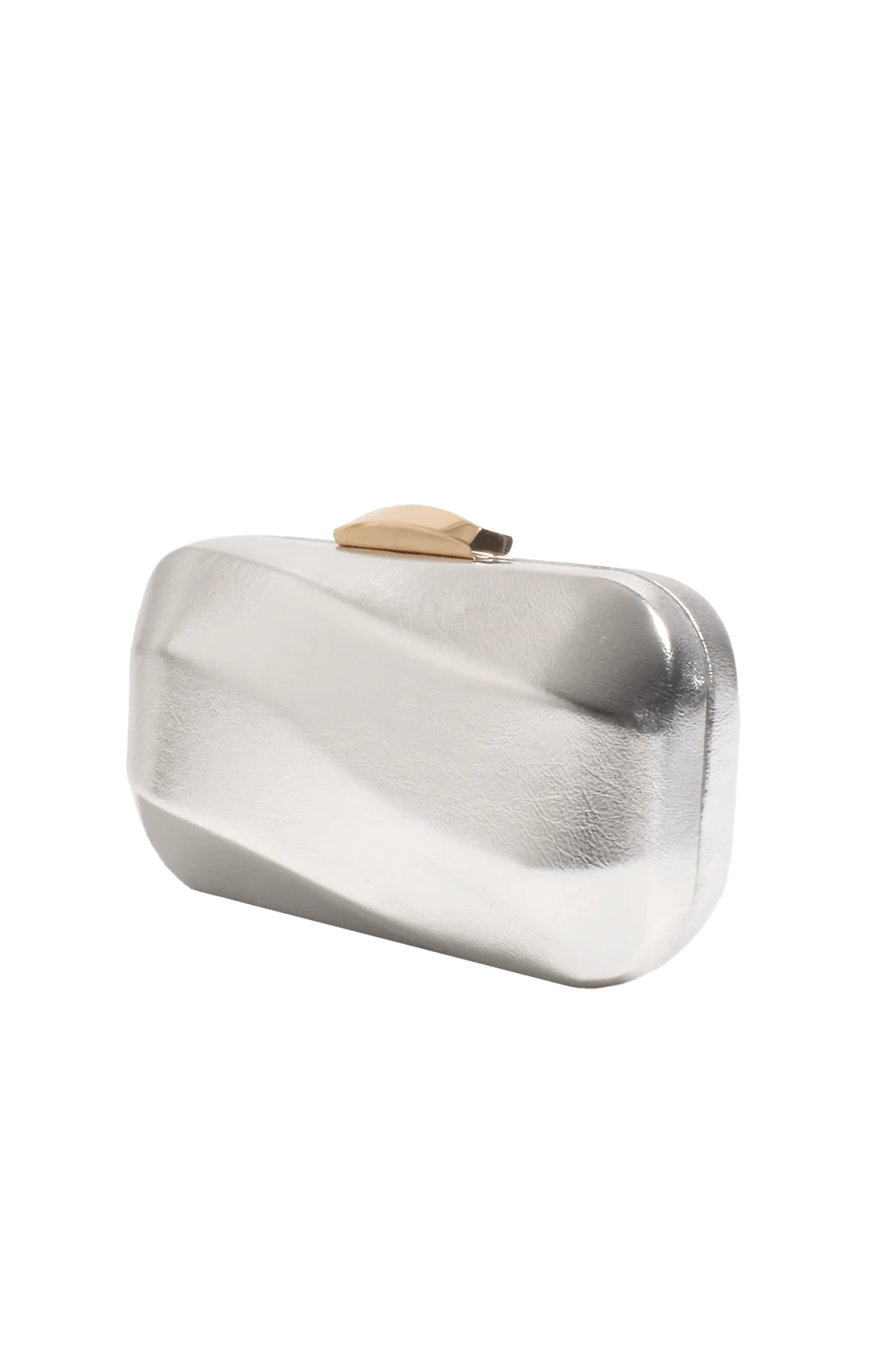 Bags OS / SILVER WAVY STRUCTURED METALLIC CLUTCH IN SILVER