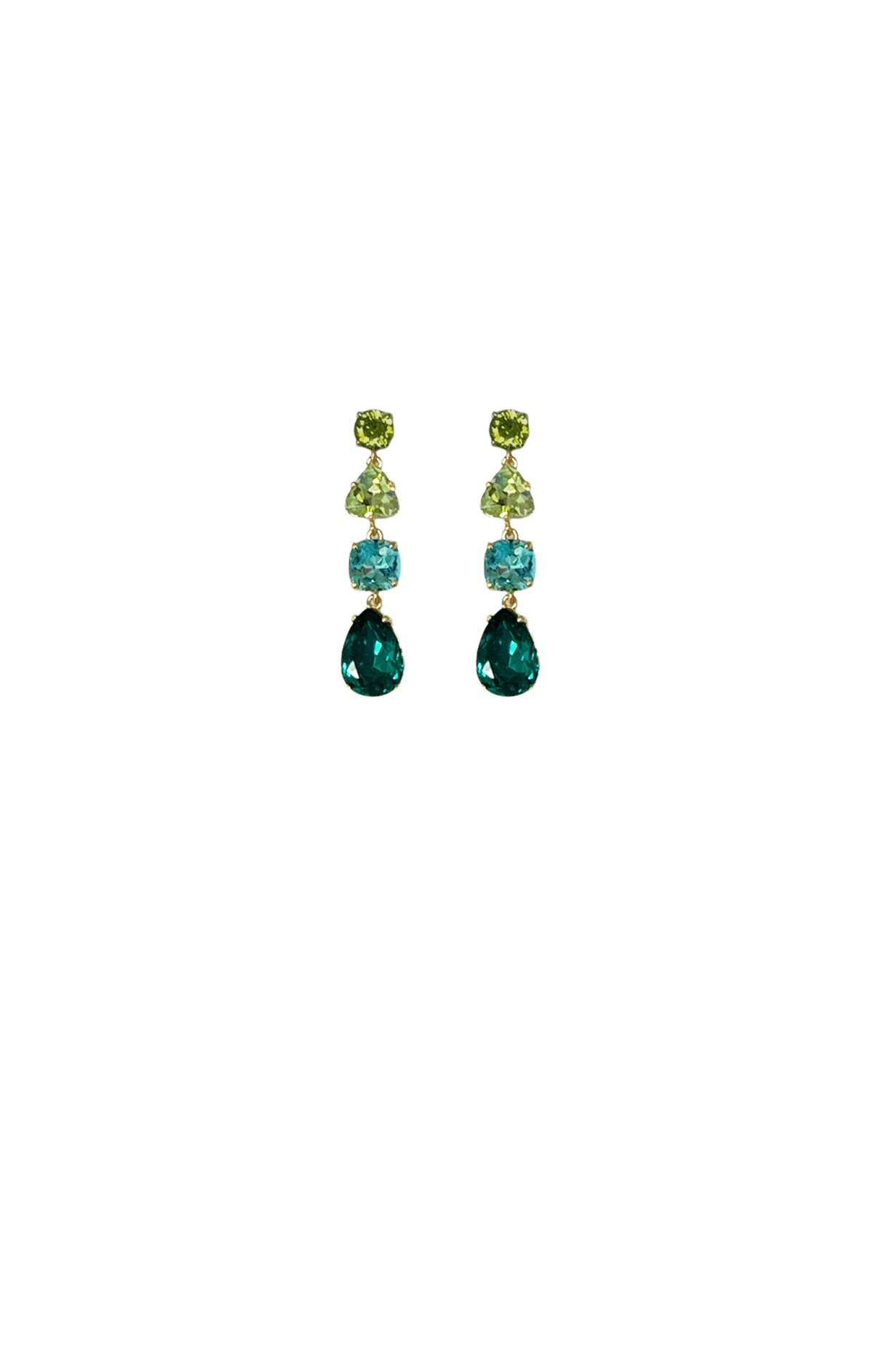 ACCESSORIES Earrings One Size / Green ZAHARA DROP EARRINGS IN GREEN AND GOLD