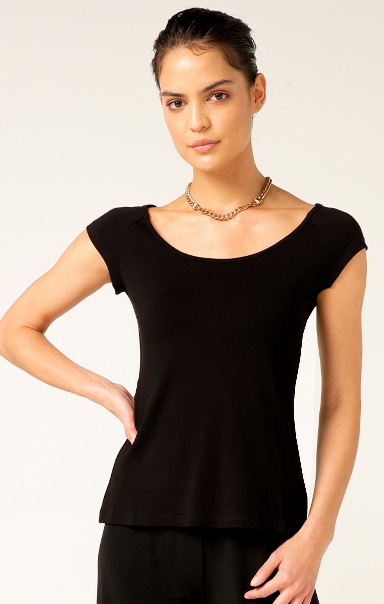 Cap Sleeve Versatile Top in Black - SACHA DRAKE