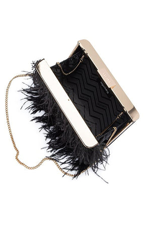 ACCESSORIES Bags Clutches One Size / Black ESTELLE FEATHER CLUTCH IN BLACK