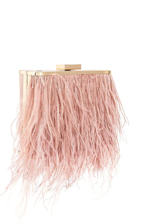 ACCESSORIES Bags Clutches One Size / Pink ESTELLE FEATHER CLUTCH IN BLUSH