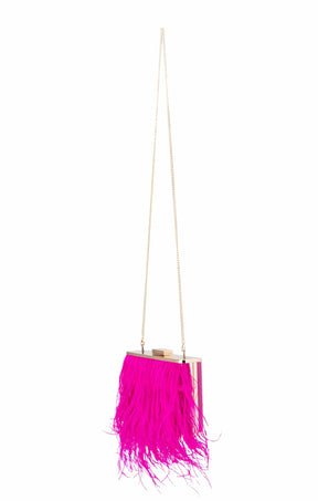 ACCESSORIES Bags Clutches One Size / Pink ESTELLE FEATHER CLUTCH IN FUCHSIA
