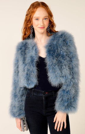 Jackets Multi Occasion LUXE FEATHER JACKET IN DENIM